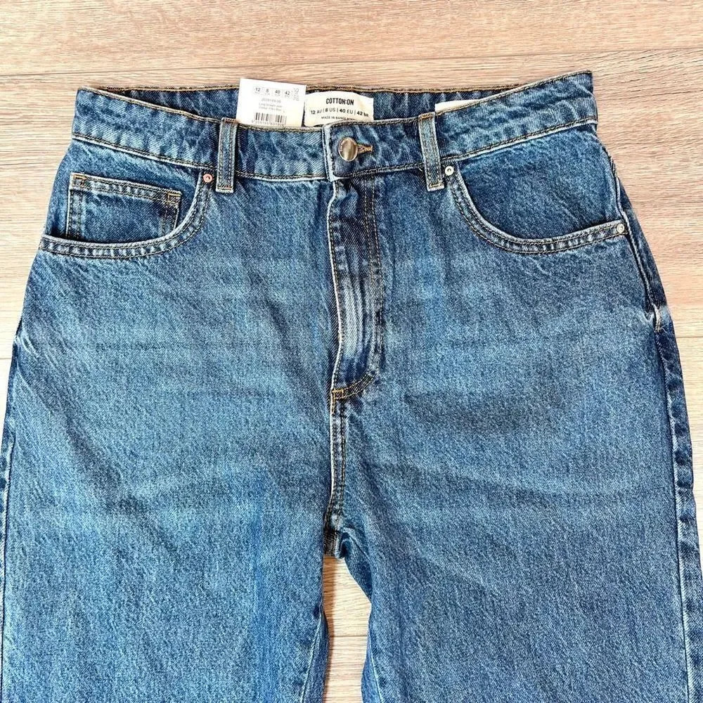 Cotton:On Women's Blue Five Pocket Design Denim Long Straight Jeans NWT - Picture 2 of 9